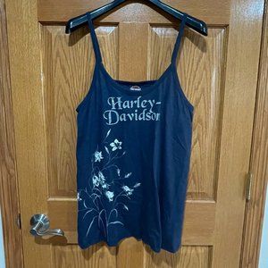 HARLEY-DAVIDSON Women's XL Blue Tank Top Shirt Horney Toad Temple Texas EUC